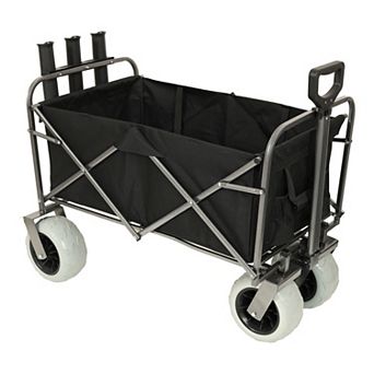 Fishing Cart with Rod Holders, 500 lbs Capacity, 9" Pneumatic Wheels for Beach Camping