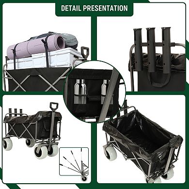 Fishing Cart with Rod Holders, 500 lbs Capacity, 9" Pneumatic Wheels for Beach Camping