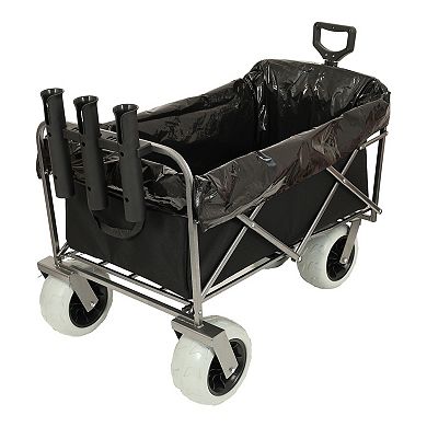 Fishing Cart with Rod Holders, 500 lbs Capacity, 9" Pneumatic Wheels for Beach Camping