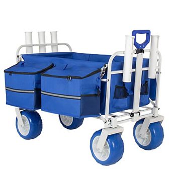 Beach Wagon Cart with 5 Rod Holders,9" All-Terrain Wheels,500lbs Heavy Duty for Anglers,Outdoor Use
