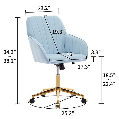 Adjustable Ergonomic Office Chair, Gold Base & Memory Foam Cushion, for Home Bedroom Office
