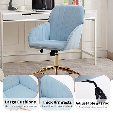 Adjustable Ergonomic Office Chair, Gold Base & Memory Foam Cushion, for Home Bedroom Office