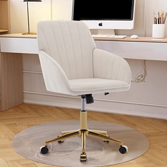 Adjustable Ergonomic Office Chair, Gold Base & Memory Foam Cushion, for Home Bedroom Office