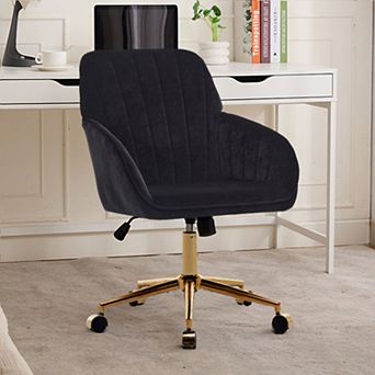 Adjustable Ergonomic Office Chair, Gold Base & Memory Foam Cushion, for Home Bedroom Office
