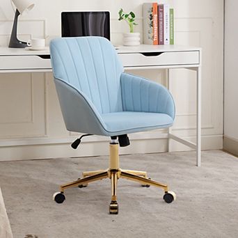 Adjustable Ergonomic Office Chair, Gold Base & Memory Foam Cushion, for Home Bedroom Office