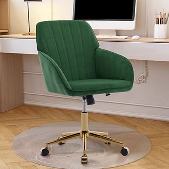 Adjustable Ergonomic Office Chair, Gold Base & Memory Foam Cushion, for Home Bedroom Office