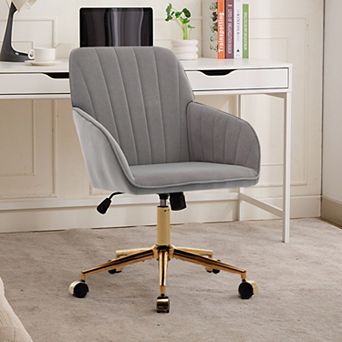 Adjustable Ergonomic Office Chair, Gold Base & Memory Foam Cushion, for Home Bedroom Office