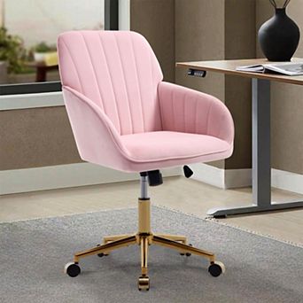 Adjustable Ergonomic Office Chair, Gold Base & Memory Foam Cushion, for Home Bedroom Office