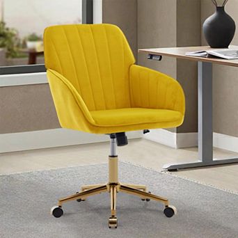 Adjustable Ergonomic Office Chair, Gold Base & Memory Foam Cushion, for Home Bedroom Office
