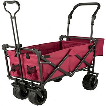 Large Collapsible Wagon with Removable Canopy, Easy Fold, All-Terrain Wheels for Camping, Outdoor