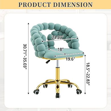 Velvet Bubble Vanity Chair, 360° Swivel Height Adjustable, Gold Base for Bedroom, Home Office