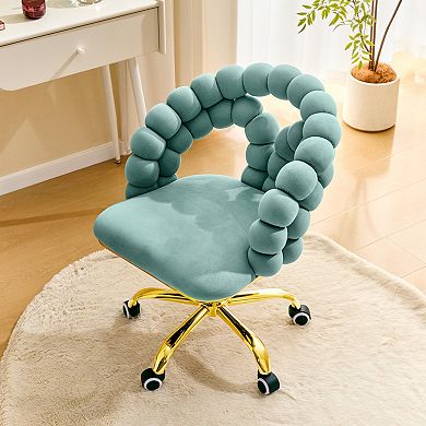 Velvet Bubble Vanity Chair, 360° Swivel Height Adjustable, Gold Base for Bedroom, Home Office