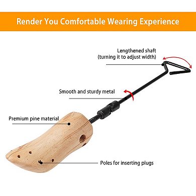 Adjustable Wooden Boot Stretcher Shoe Width Expander for Men’s Boots (1 Pair)