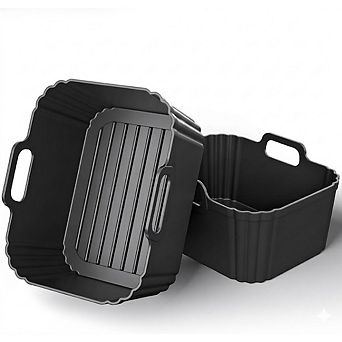 2-Pack 10-qt Silicone Air Fryer Liners, Reusable, Heat-Resistant, Dual-Basket