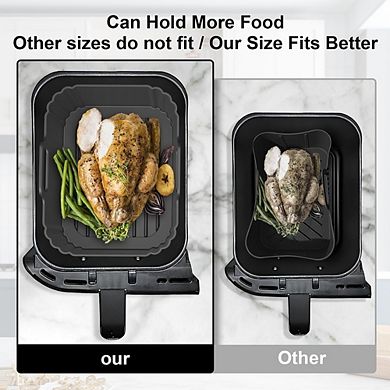 2-Pack 10QT Silicone Air Fryer Liners, Reusable, Heat-Resistant, Dual-Basket