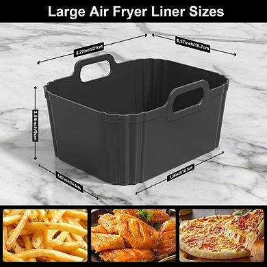 2-Pack 10QT Silicone Air Fryer Liners, Reusable, Heat-Resistant, Dual-Basket