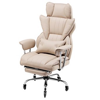 Reclining Office Chair, with Lumbar Support and Quiet Wheels 400 lbs Capacity,for Home & Office