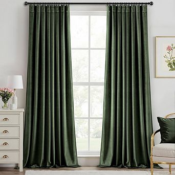 Velvet Blackout Curtains, Thermal Insulated Soundproof Pinch Pleat Panels