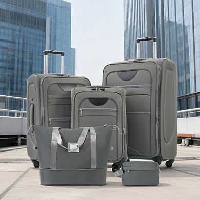 Whisen 5-Piece 22"/26"/ 30" Luggage Set with Duffel, Toiletry Bag, TSA Lock & Spinner Wheels