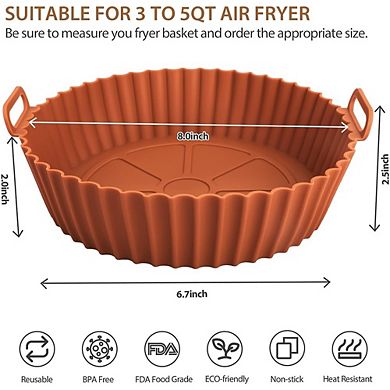 2 Pack Silicone Air Fryer Liners Reusable & Heat-Resistant