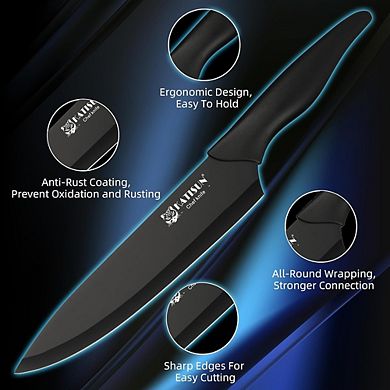 16-Piece Kitchen Knife Set with Knife Block, Cutting Board, and Sharpener Stainless Steel