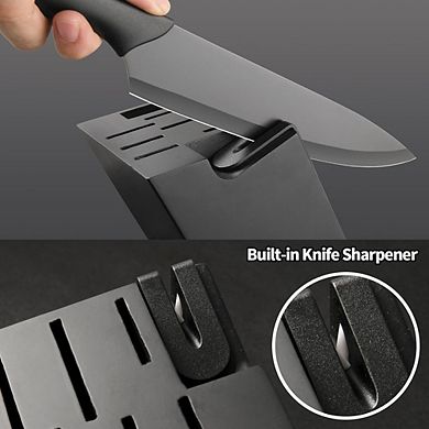 16-Piece Kitchen Knife Set with Knife Block, Cutting Board, and Sharpener Stainless Steel