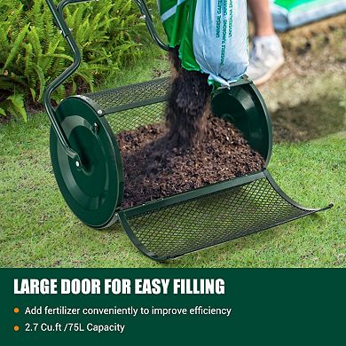 24" Aluminum Peat Moss Spreader with Upgrade Side Latches and U-Shape Handle