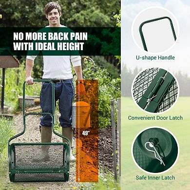 24" Aluminum Peat Moss Spreader with Upgrade Side Latches and U-Shape Handle