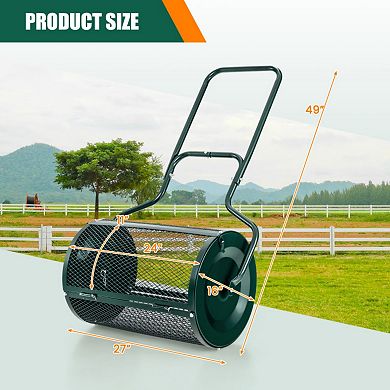 24" Aluminum Peat Moss Spreader with Upgrade Side Latches and U-Shape Handle