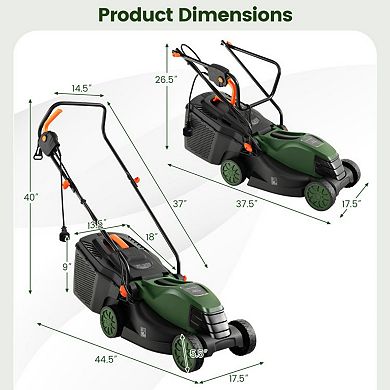 13.5" 12AMP Electric Tiller with Foldable Handle and Collection Bag