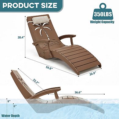 Outdoor HDPE Pool Lounge Chairs with Armrests Adjustable Headrest and Carry Handle ( Set of 2)