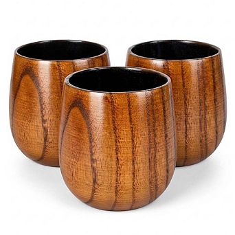 3-Pack Handcrafted Wooden Whiskey Glass 10oz Bourbon Gifts for Men Dad