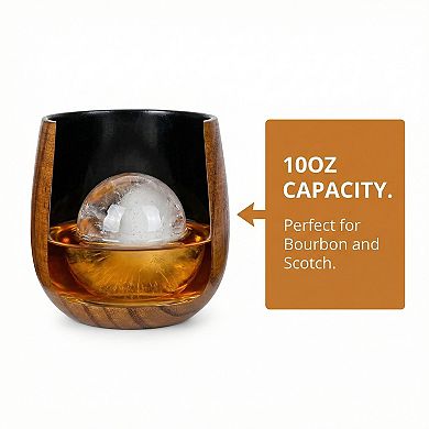 2-Pack Handcrafted Wooden Whiskey Glass 10oz Bourbon Gifts for Men Dad