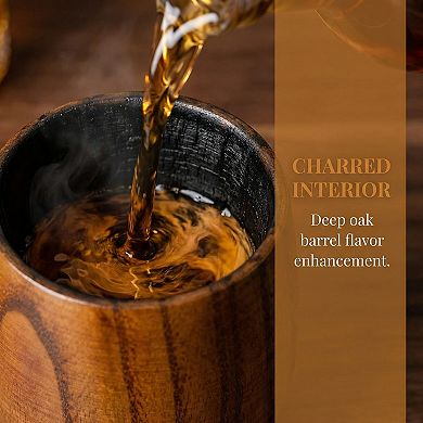 2-Pack Handcrafted Wooden Whiskey Glass 10oz Bourbon Gifts for Men Dad