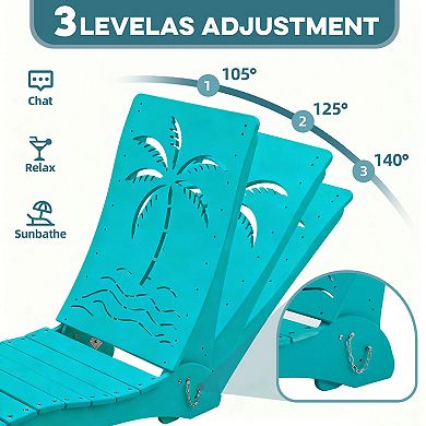 Outdoor HDPE Pool Lounge Chairs with 3-Position Adjustable Headrest ( Set of 2)