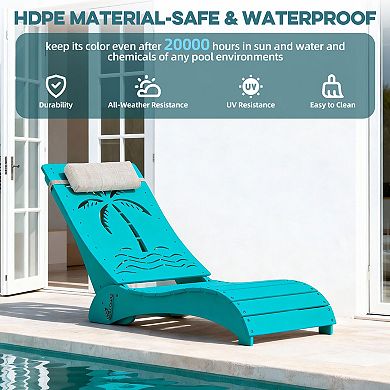 Outdoor HDPE Pool Lounge Chairs with 3-Position Adjustable Headrest ( Set of 2)