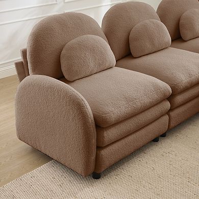 Teddy Fabric 2 Seater Modular Sofa,Soft Double-layer Cushion,Curved Backrest for Living Room/Bedroom