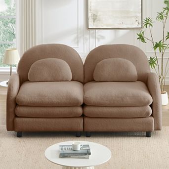 Teddy Fabric 2 Seater Modular Sofa,Soft Double-layer Cushion,Curved Backrest for Living Room/Bedroom