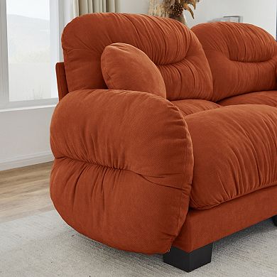 2 Seater Modular Sofa, Chenille Fabric with Pleated Design, Ergonomic Comfort for Apartment, Living