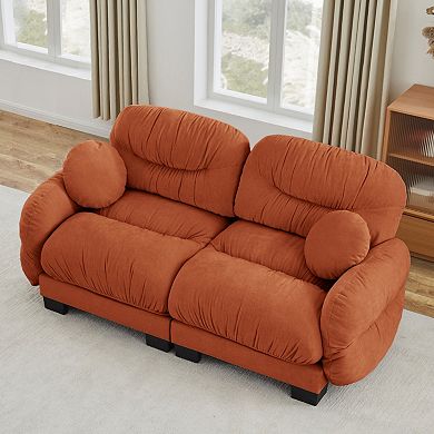 2 Seater Modular Sofa, Chenille Fabric with Pleated Design, Ergonomic Comfort for Apartment, Living