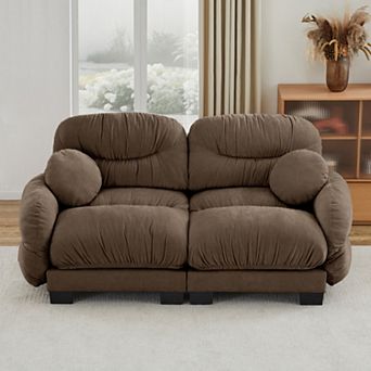 2 Seater Modular Sofa, Chenille Fabric with Pleated Design, Ergonomic Comfort for Apartment, Living