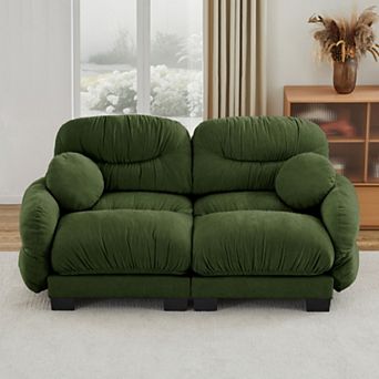 2 Seater Modular Sofa, Chenille Fabric with Pleated Design, Ergonomic Comfort for Apartment, Living
