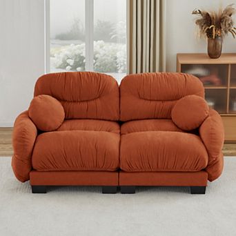 2 Seater Modular Sofa, Chenille Fabric with Pleated Design, Ergonomic Comfort for Apartment, Living