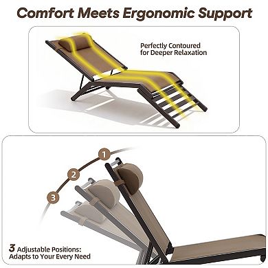 Outdoor Metal Pool Lounge Chairs with Adjustable Back for Deck Lawn( Set of 2)