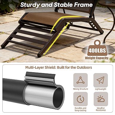 Outdoor Metal Pool Lounge Chairs with Adjustable Back for Deck Lawn( Set of 2)
