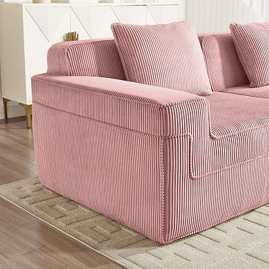 Modular 2 Seat Boneless Sofa, No Assembly Corduroy Couch, Cloud Comfort for Living Room & Apartment