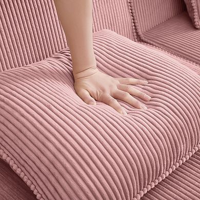 Modular 2 Seat Boneless Sofa, No Assembly Corduroy Couch, Cloud Comfort for Living Room & Apartment