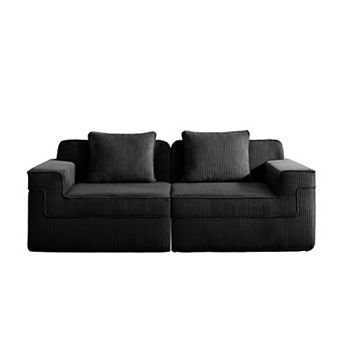 Modular 2 Seat Boneless Sofa, No Assembly Corduroy Couch, Cloud Comfort for Living Room & Apartment