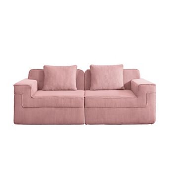 Modular 2 Seat Boneless Sofa, No Assembly Corduroy Couch, Cloud Comfort for Living Room & Apartment