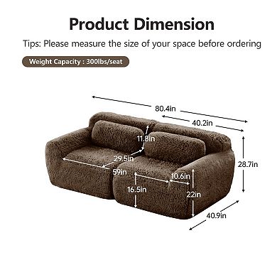 Modular Sectional Sofa with Throw Pillows ,Soft Plush Fabric, No Assembly for Living Room, Apartment